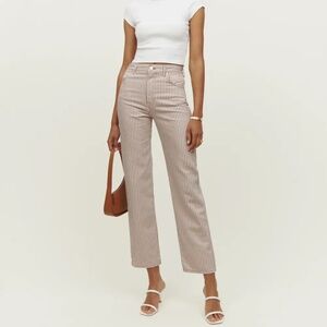 Reformation Cowboy Striped High Rise Straight Jeans Pinyon Stripe - Size 26
